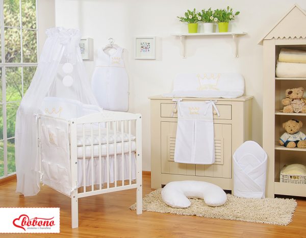 Bedding set 5-pcs with canopy- Little Prince/Princess white - Image 7