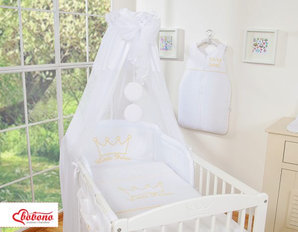 Bedding set 5-pcs with canopy- Little Prince/Princess white - Image 8