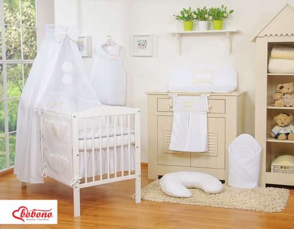Bedding set 5-pcs with canopy- Little Prince/Princess white - Image 9