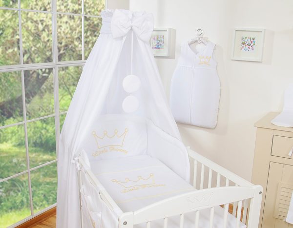 Bedding set 5-pcs with canopy- Little Prince/Princess white - Image 11