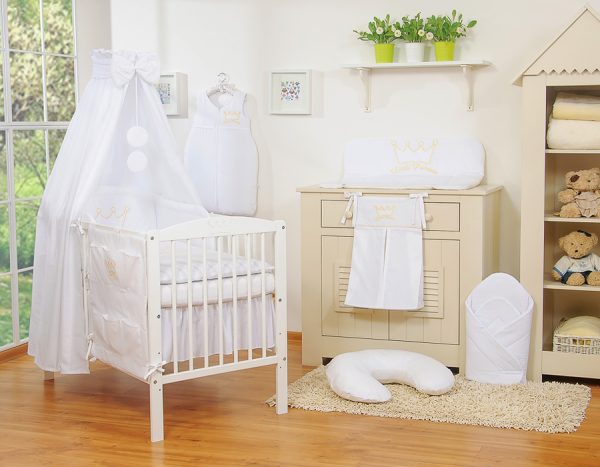 Bedding set 5-pcs with canopy- Little Prince/Princess white - Image 12