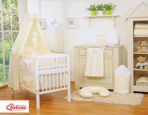 Bedding set 5-pcs with canopy- Little Prince/Princess cream - Image 10