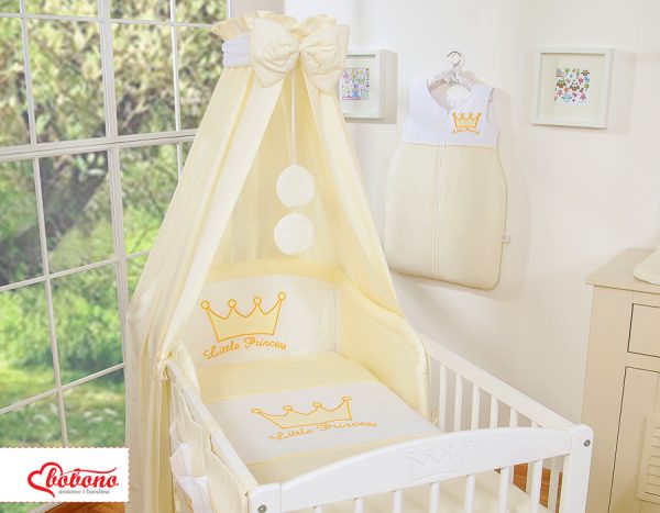 Bedding set 5-pcs with canopy- Little Prince/Princess cream - Image 11