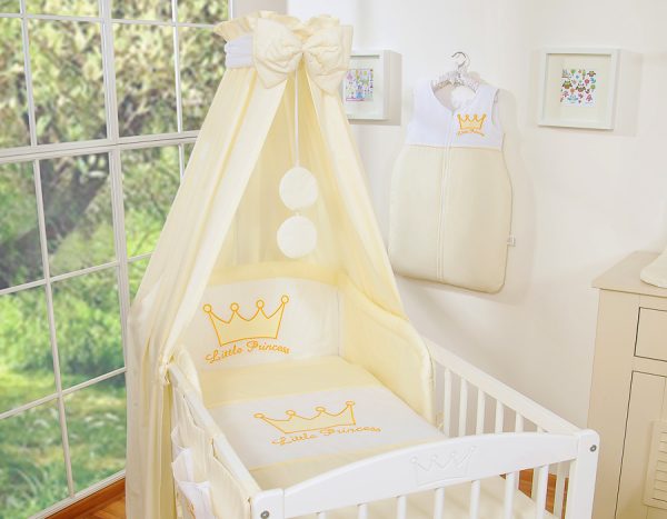 Bedding set 5-pcs with canopy- Little Prince/Princess cream - Image 12