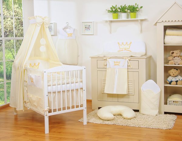 Bedding set 5-pcs with canopy- Little Prince/Princess cream - Image 13