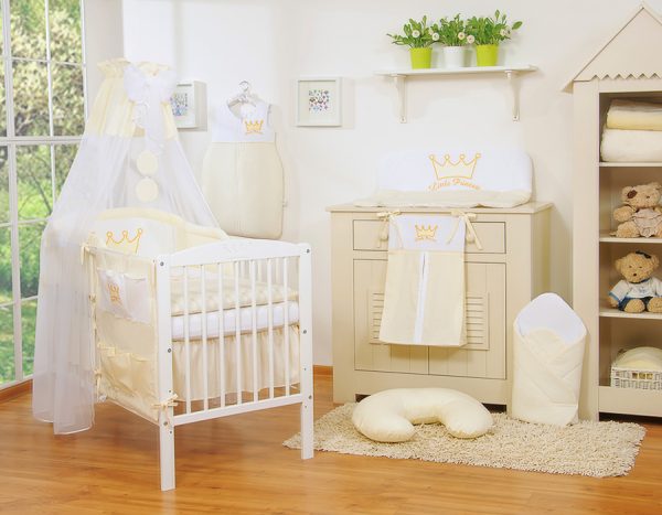 Bedding set 5-pcs with canopy- Little Prince/Princess cream - Image 14