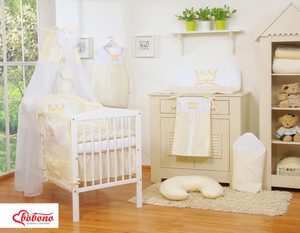 Bedding set 5-pcs with canopy- Little Prince/Princess cream - Image 15