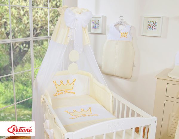 Bedding set 5-pcs with canopy- Little Prince/Princess cream - Image 16
