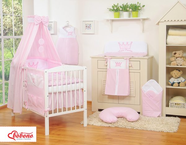 Bedding set 5-pcs with canopy- Little Prince/Princess pink - Image 2