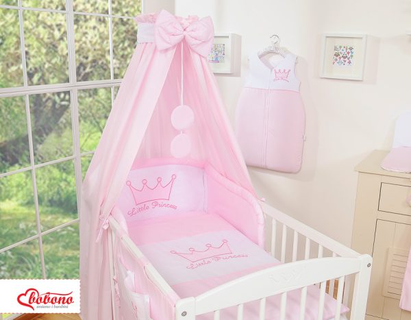 Bedding set 5-pcs with canopy- Little Prince/Princess pink - Image 3
