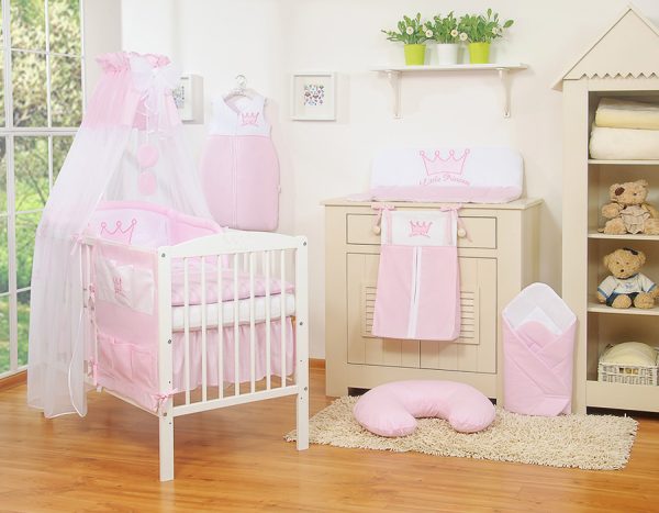 Bedding set 5-pcs with canopy- Little Prince/Princess pink - Image 6