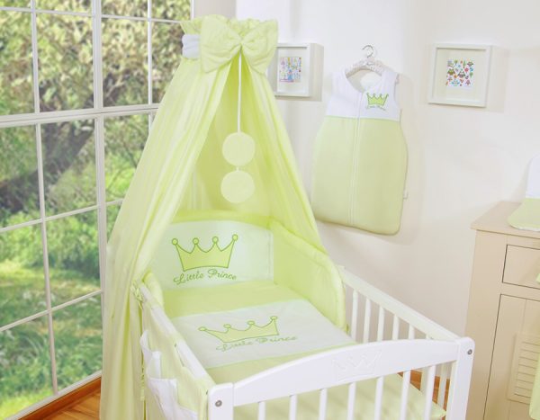Bedding set 5-pcs with canopy- Little Prince/Princess green - Image 4