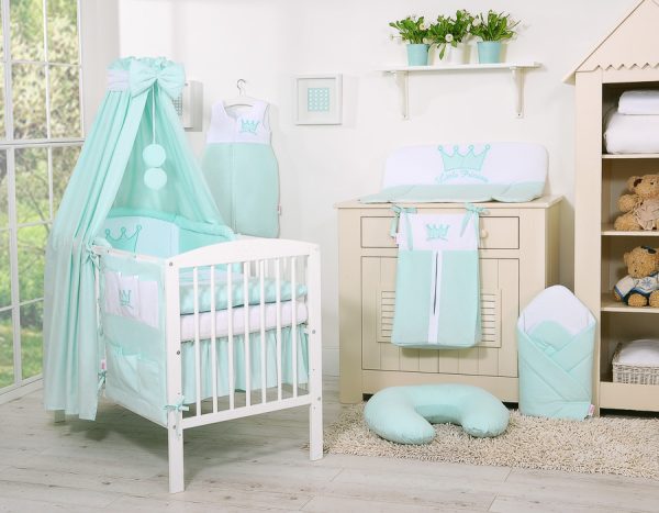 Bedding set 5-pcs with canopy- Little Princess mint - Image 3