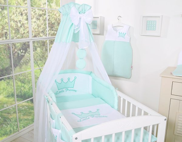Bedding set 5-pcs with canopy- Little Princess mint