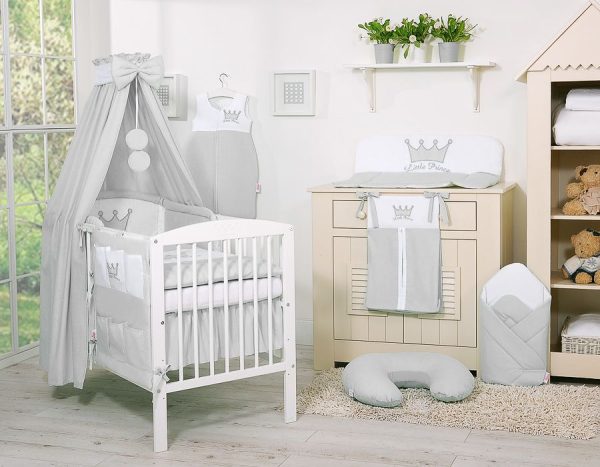Bedding set 5-pcs with canopy- Little Prince/Princess gray - Image 2
