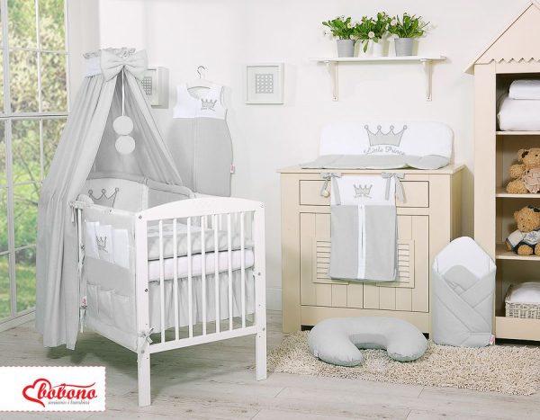 Bedding set 5-pcs with canopy- Little Prince/Princess gray - Image 4