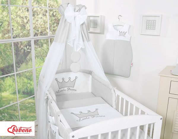 Bedding set 5-pcs with canopy- Little Prince/Princess gray - Image 5