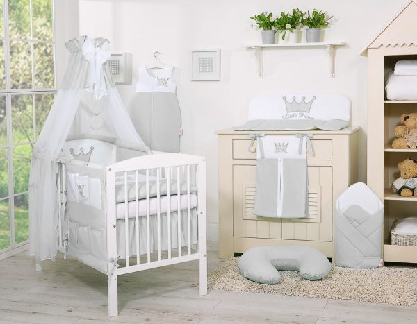 Bedding set 5-pcs with canopy- Little Prince/Princess gray - Image 6