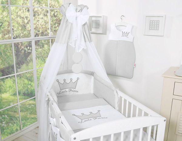 Bedding set 5-pcs with canopy- Little Prince/Princess gray - Image 7