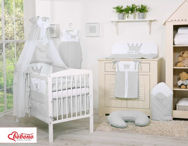 Bedding set 5-pcs with canopy- Little Prince/Princess gray - Image 8