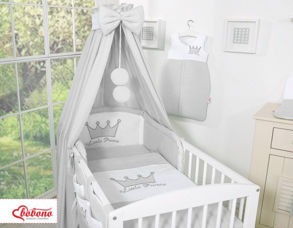 Bedding set 5-pcs with canopy- Little Prince/Princess gray - Image 9