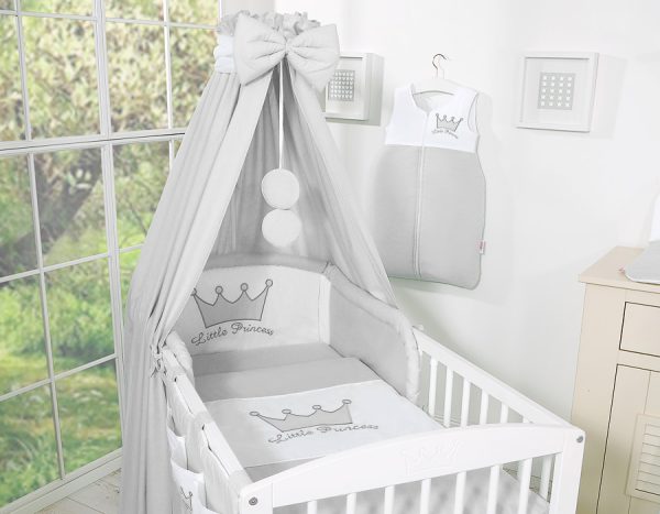Bedding set 5-pcs with canopy- Little Prince/Princess gray - Image 10