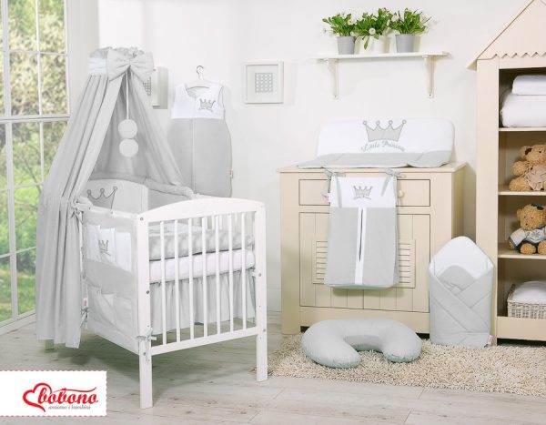 Bedding set 5-pcs with canopy- Little Prince/Princess gray - Image 11