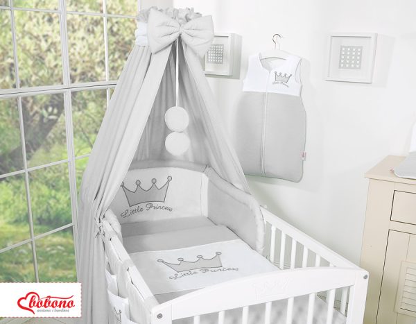 Bedding set 5-pcs with canopy- Little Prince/Princess gray - Image 12