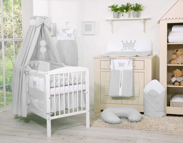 Bedding set 5-pcs with canopy- Little Prince/Princess gray - Image 13