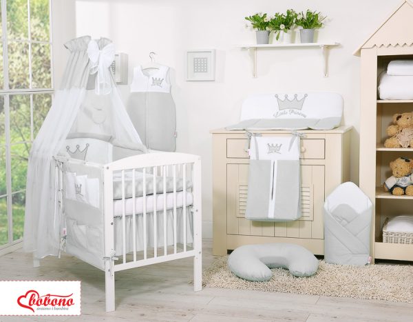 Bedding set 5-pcs with canopy- Little Prince/Princess gray - Image 15