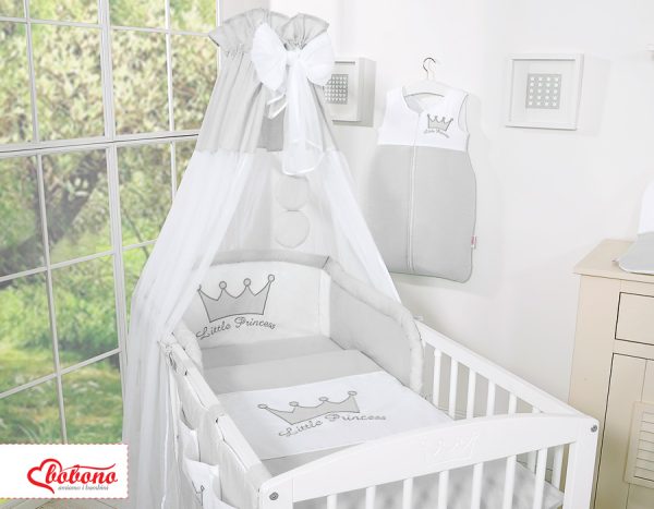 Bedding set 5-pcs with canopy- Little Prince/Princess gray - Image 16