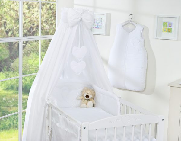 Bedding set 5-pcs with canopy- Hanging Hearts white - Image 5