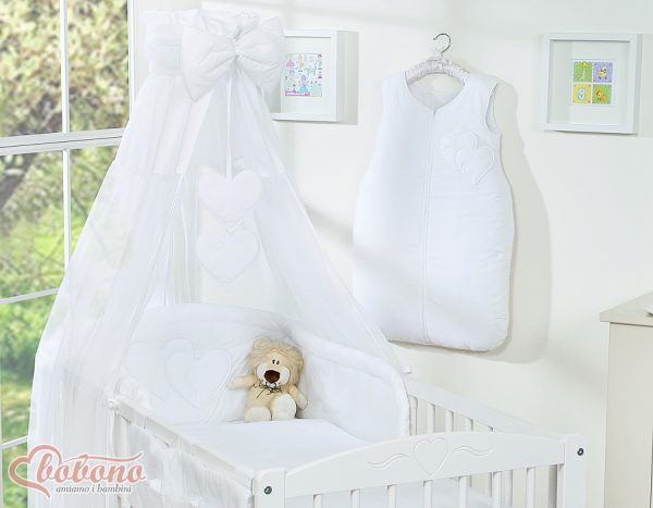 Bedding set 5-pcs with canopy- Hanging Hearts white - Image 8