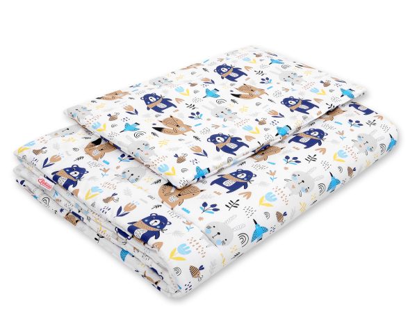 Bedding set 2-pcs with filling 135x100 cm - navy blue teddy bears