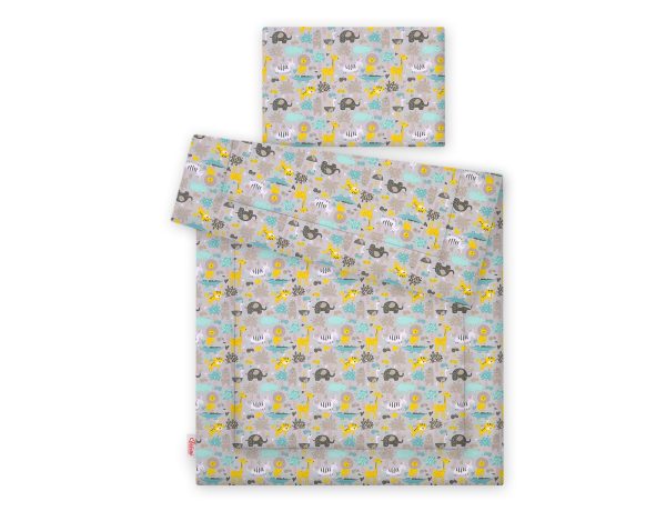 Bedding set 2-pcs with filling 120x90 cm - gray-mint animals - Image 2