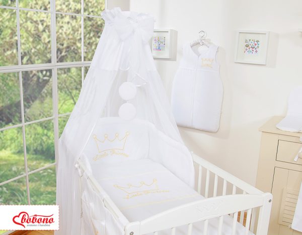 Bedding set 5-pcs with canopy- Little Prince/Princess white - Image 13