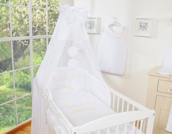 Bedding set 5-pcs with canopy- Little Prince/Princess white - Image 15