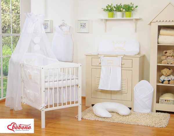 Bedding set 5-pcs with canopy- Little Prince/Princess white - Image 16