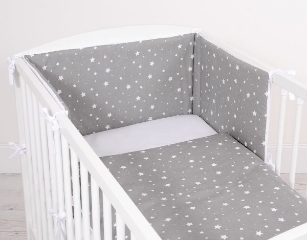 Universal double-sided bumper for cot - mini stars white - Image 2