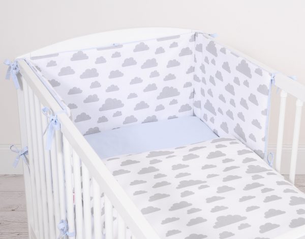 Universal double-sided bumper for cot - clouds gray/blue - Image 2