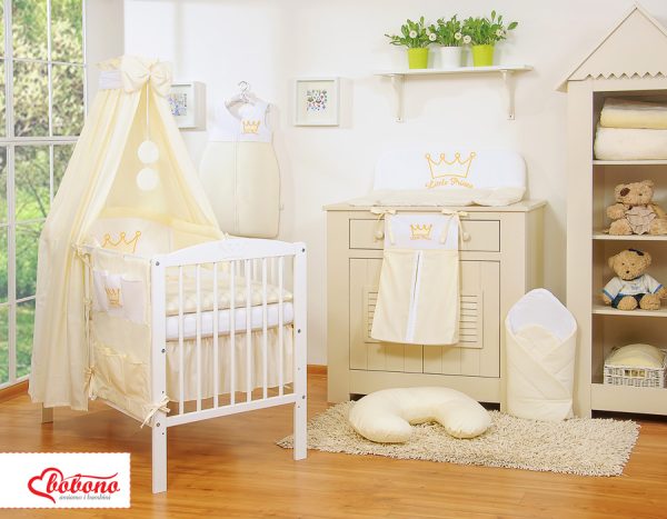 Bedding set 5-pcs with canopy- Little Prince/Princess cream - Image 2