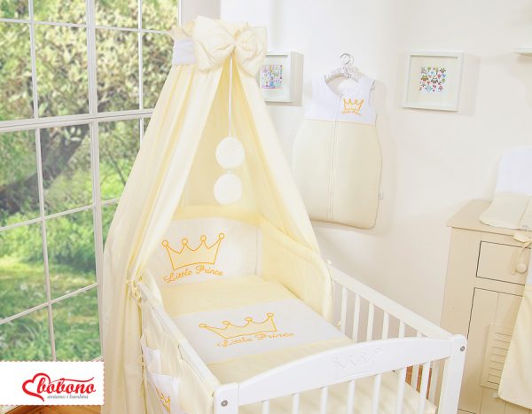 Bedding set 5-pcs with canopy- Little Prince/Princess cream - Image 3