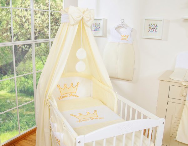 Bedding set 5-pcs with canopy- Little Prince/Princess cream - Image 4
