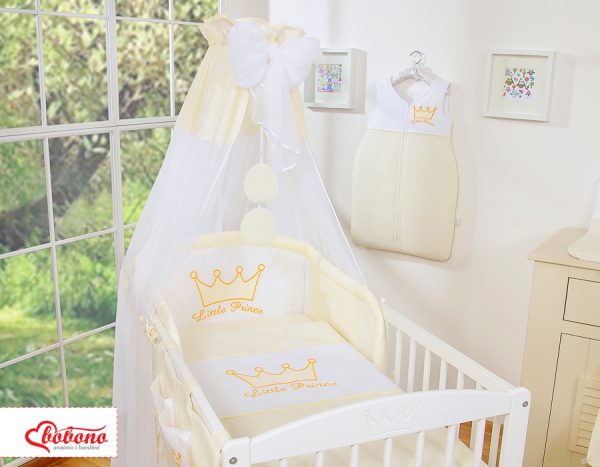 Bedding set 5-pcs with canopy- Little Prince/Princess cream - Image 7