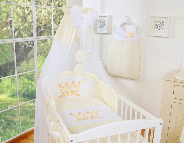Bedding set 5-pcs with canopy- Little Prince/Princess cream - Image 8