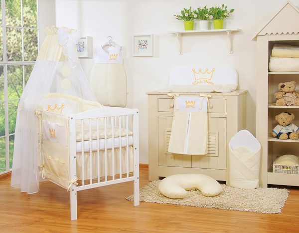 Bedding set 5-pcs with canopy- Little Prince/Princess cream - Image 9