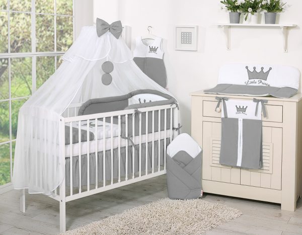 Bedding set 5pcs with mosquito-net- Little Prince/Princess anthracite - Image 7