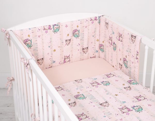 Universal bumper for cot - owls cream-mint - Image 4