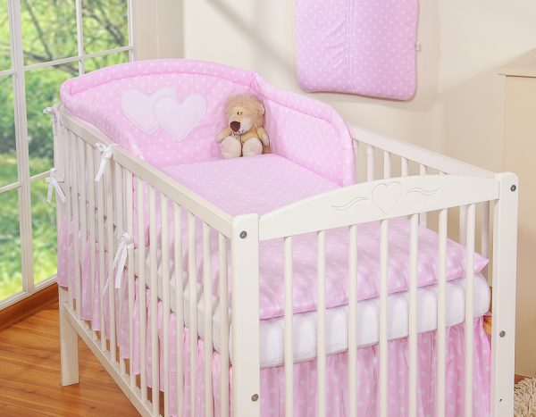 Bedding set 2-pcs- Hanging Hearts white dots on pink - Image 4