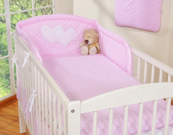 Bedding set 2-pcs- Hanging Hearts white dots on pink - Image 6